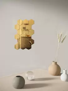 10pcs Hexagon Mirror Surface Wall Sticker - Gold - View 2