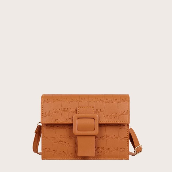 

Croc Embossed Crossbody Bag, Brown