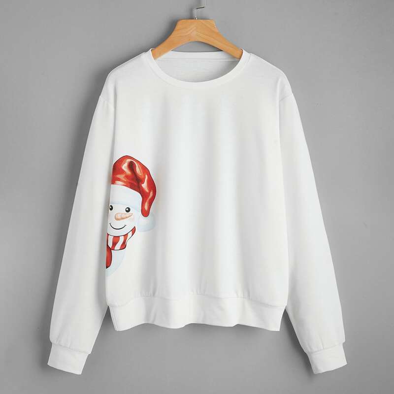 

Christmas Santa Claus Pattern Sweatshirt, White