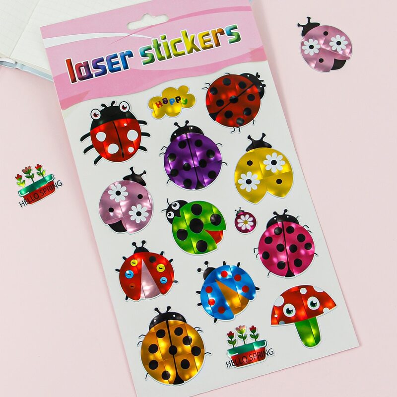 

1sheet Cartoon Ladybug Sticker, Multicolor