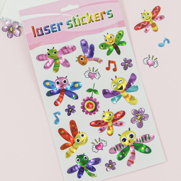 

1sheet Dragonfly Print Sticker, Multicolor