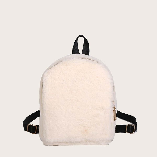 

Girls Faux Fur Decor Backpack, White