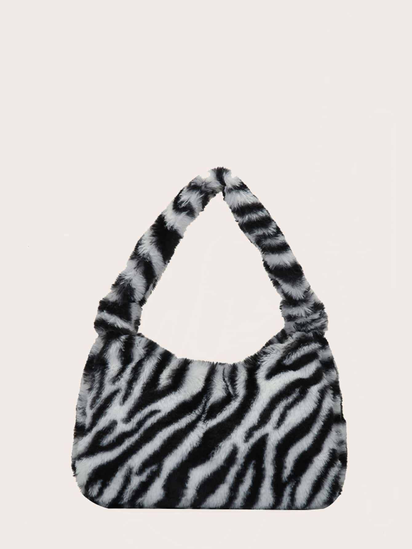 fluffy zebra print bag