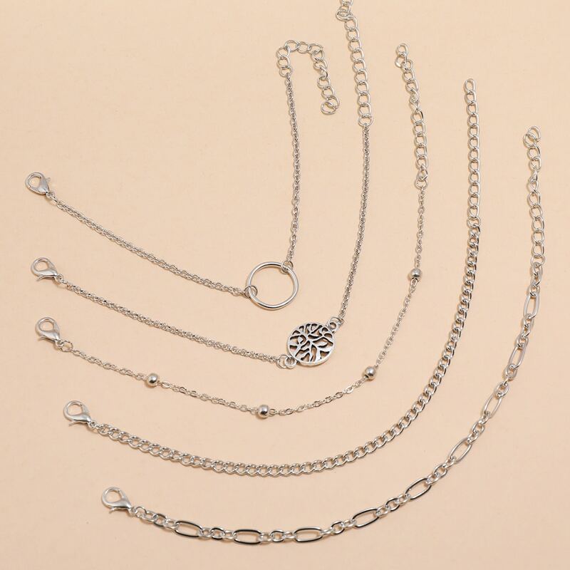 2pcs O-ring Chain Bracelet, Silver