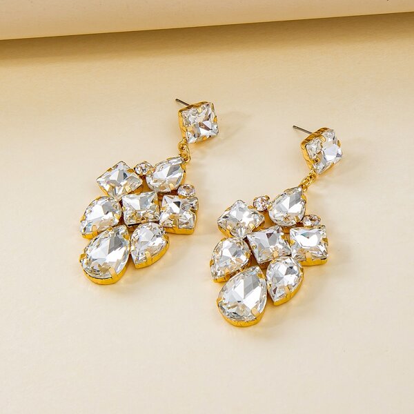 

Rhinestone Decor Drop Earrings, White