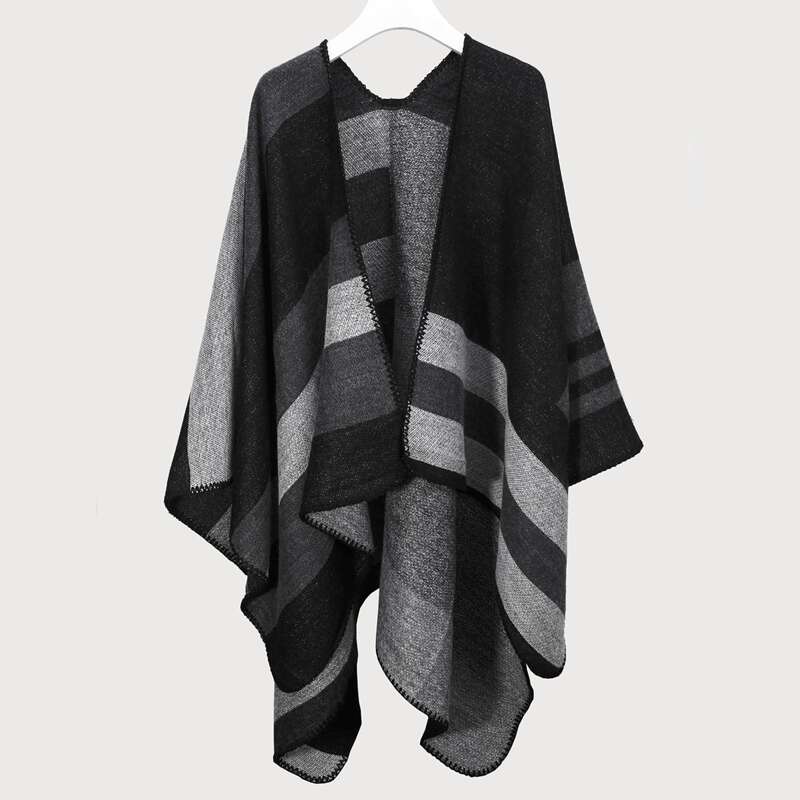 

Colorblock Wrap Shawl Scarf, Grey