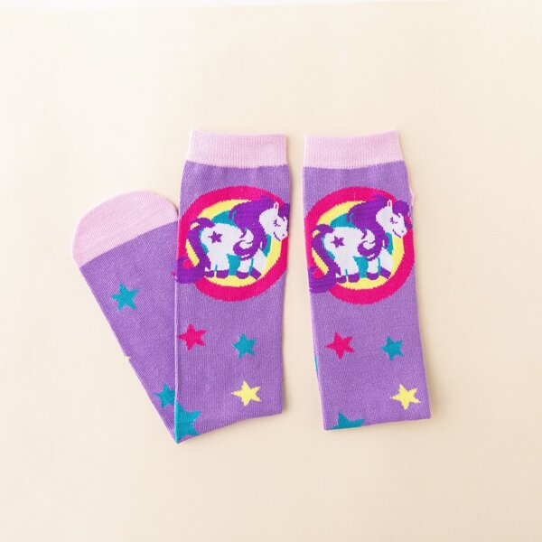 

Toddler Girls Cartoon Graphic Socks, Purple