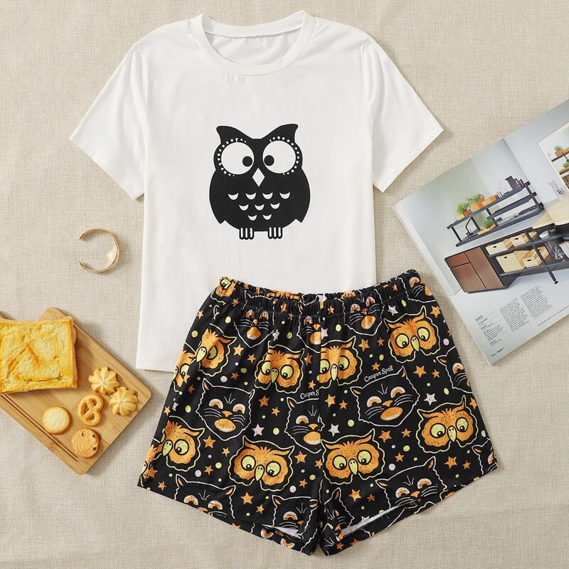 

Owl Print PJ Set, Multicolor
