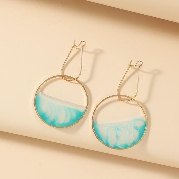

Round Charm Drop Earrings, Blue