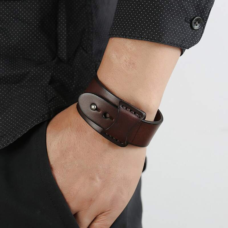 

Guys PU Leather Bracelet, Brown