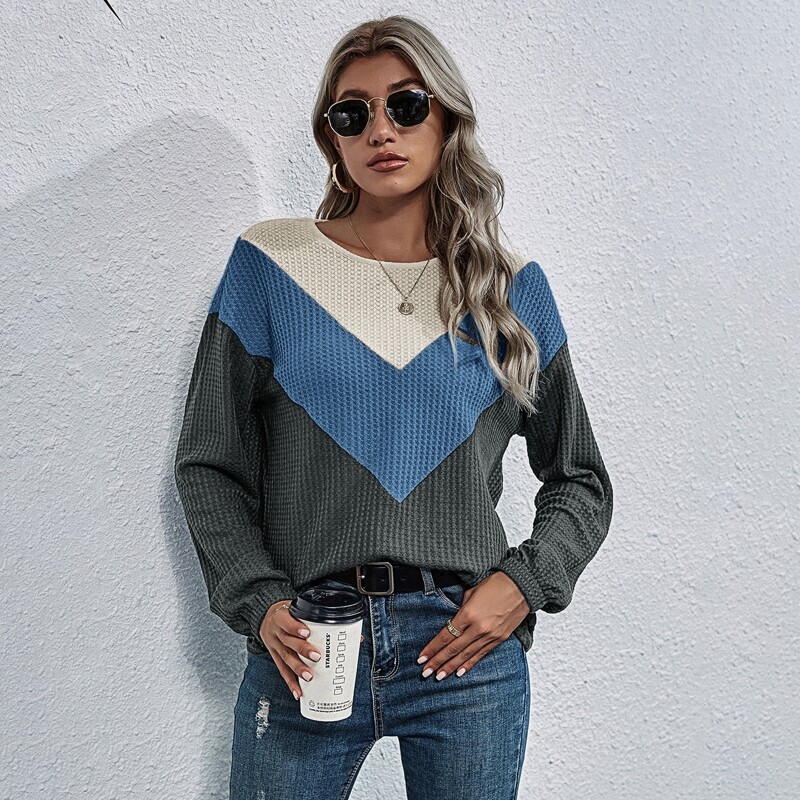 

Color Block Waffle Knit Tee, Multicolor