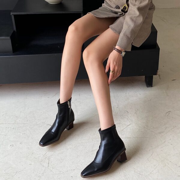 

Square Toe Chunky Heeled Ankle Boots, Black