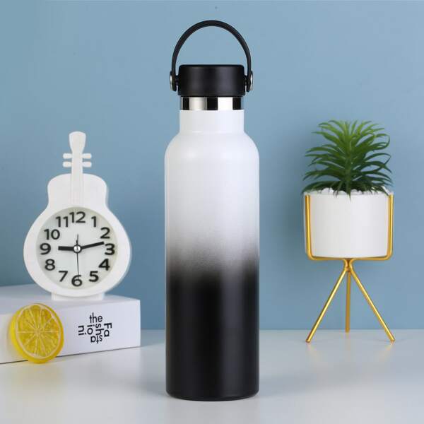 

1pc Color Block Vacuum Cup, Black and white