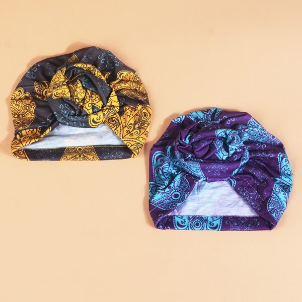 

2pcs Baby Flower Print Turban Hat, Multicolor