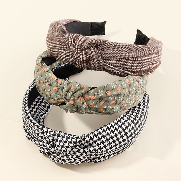 

3pcs Flower Print Hair Hoop, Multicolor