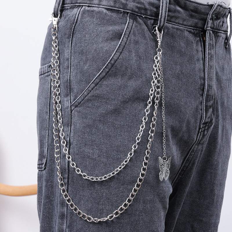 

Guys Layered Belt Chain, Silver
