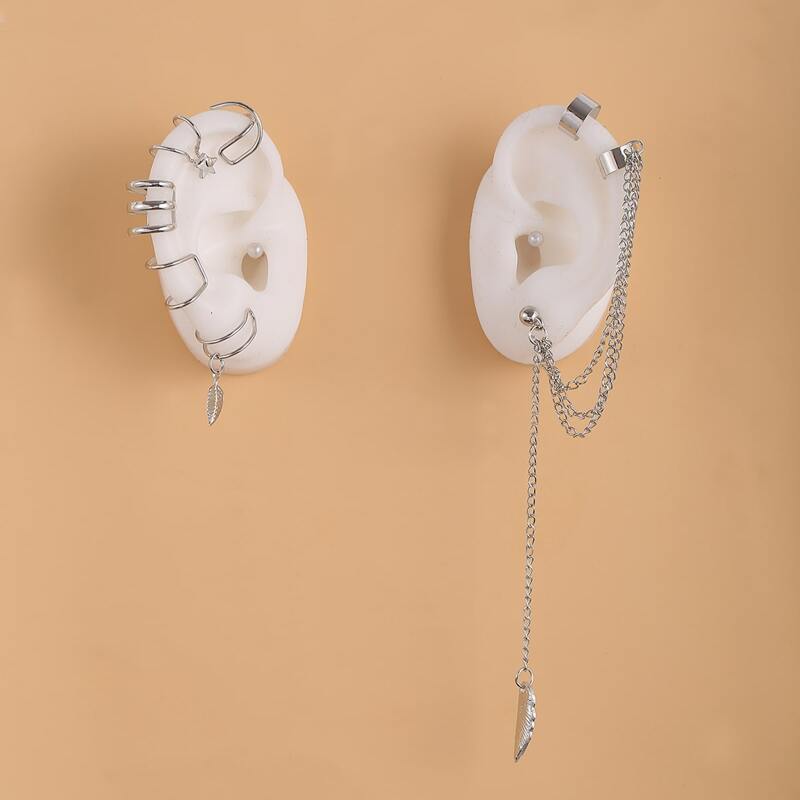 

7pcs Minimalist Earrings, Silver