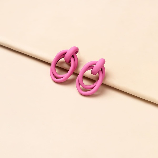 

Link Drop Earrings, Pink