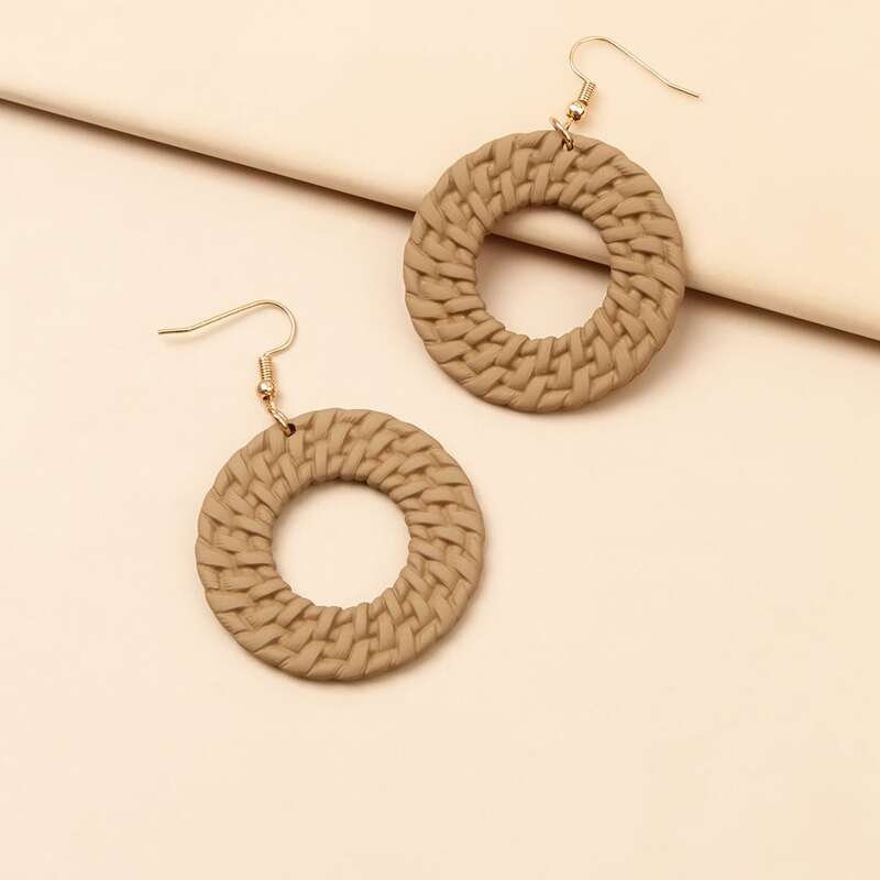

Round Drop Earrings, Brown
