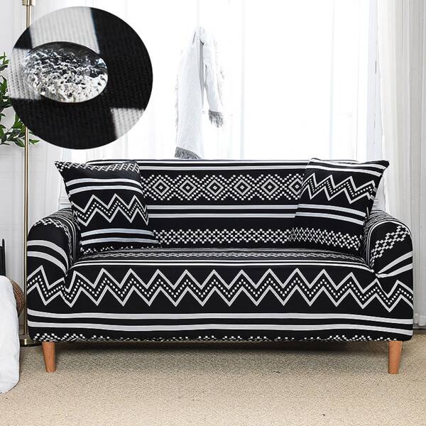 

Chevron Pattern Sofa Cover Without Cushion, Black