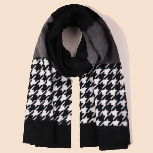 

Houndstooth Print Scarf, Multicolor
