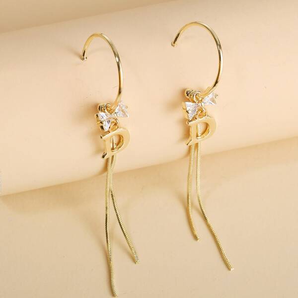 

Letter Charm Drop Earrings, Gold