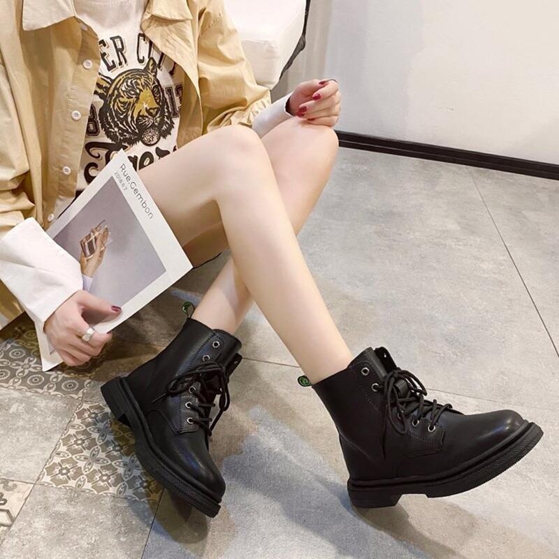 

Lace-up Front Combat Boots, Black