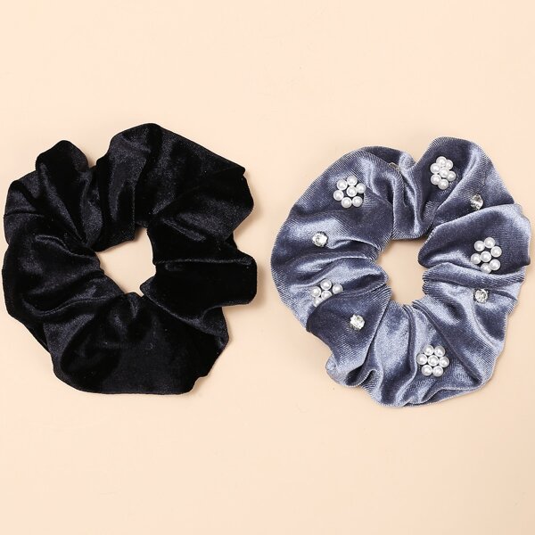 

2pcs Faux Pearl Decor Scrunchie, Multicolor