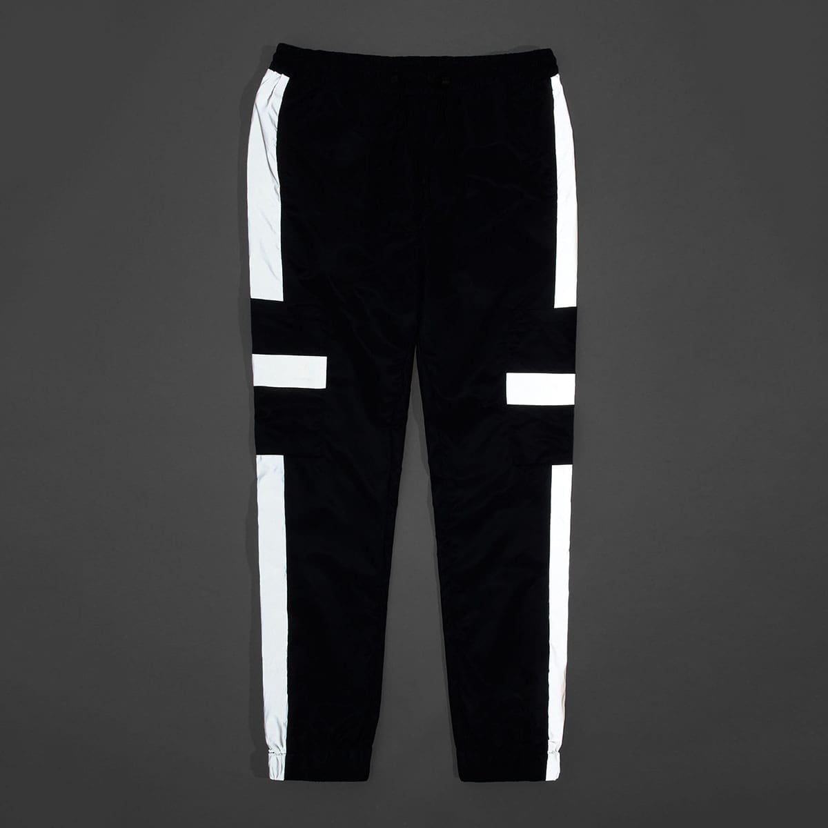 

Guys Letter Embroidery Reflective Trim Sweatpants, Black