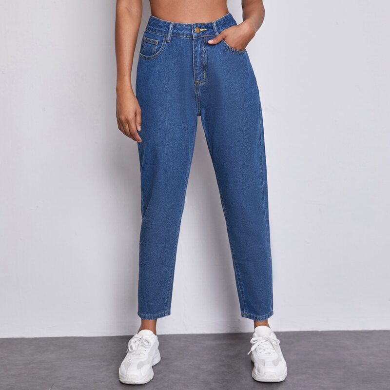 

High-Waisted Mom Jeans, Medium wash