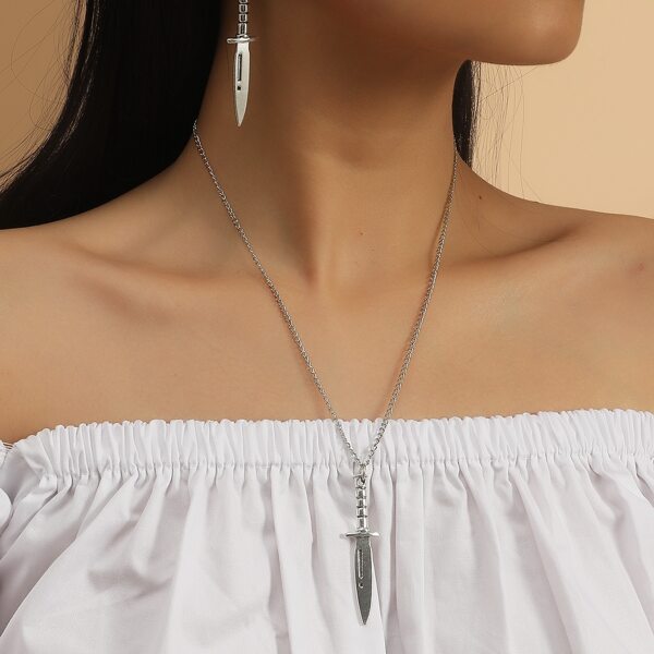 

3pcs Knife Charm Jewelry Set, Silver