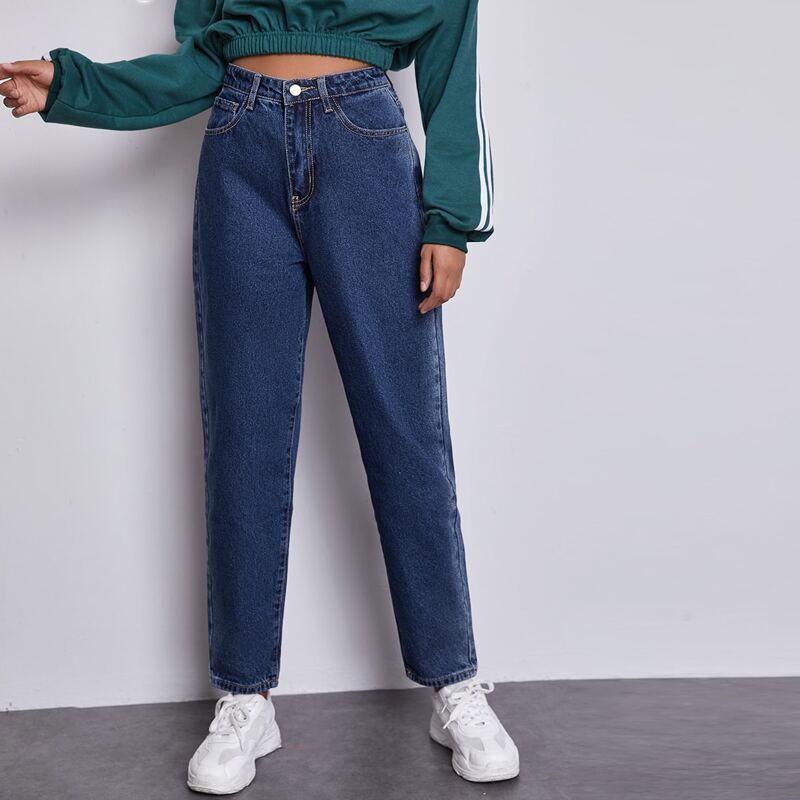 

High Waist Mom Jeans, Dark wash