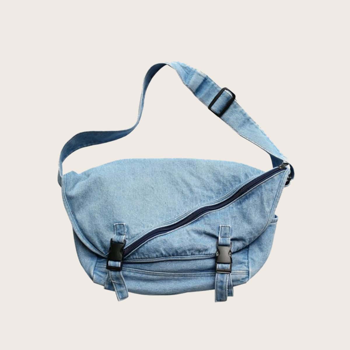 

Buckle Denim Crossbody Bag, Blue
