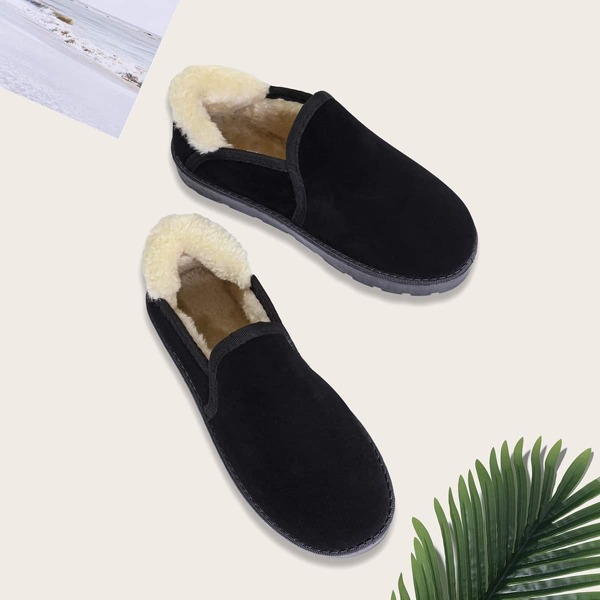 

Round Toe Fluffy Boots, Black