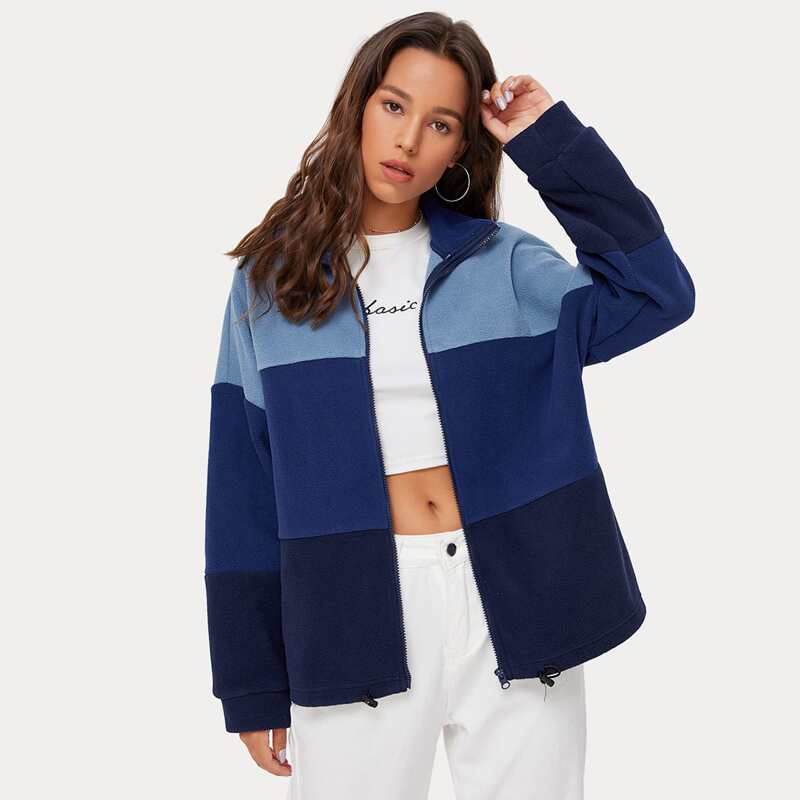 

Contrast Panel Collar Jacket, Blue