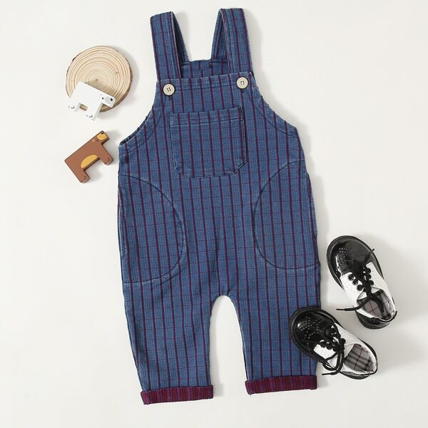 

Baby Boy Stripe Denim Overall, Medium wash