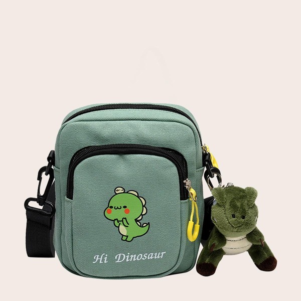 

Kids Cartoon Dinosaur Print Crossbody Bag, Green