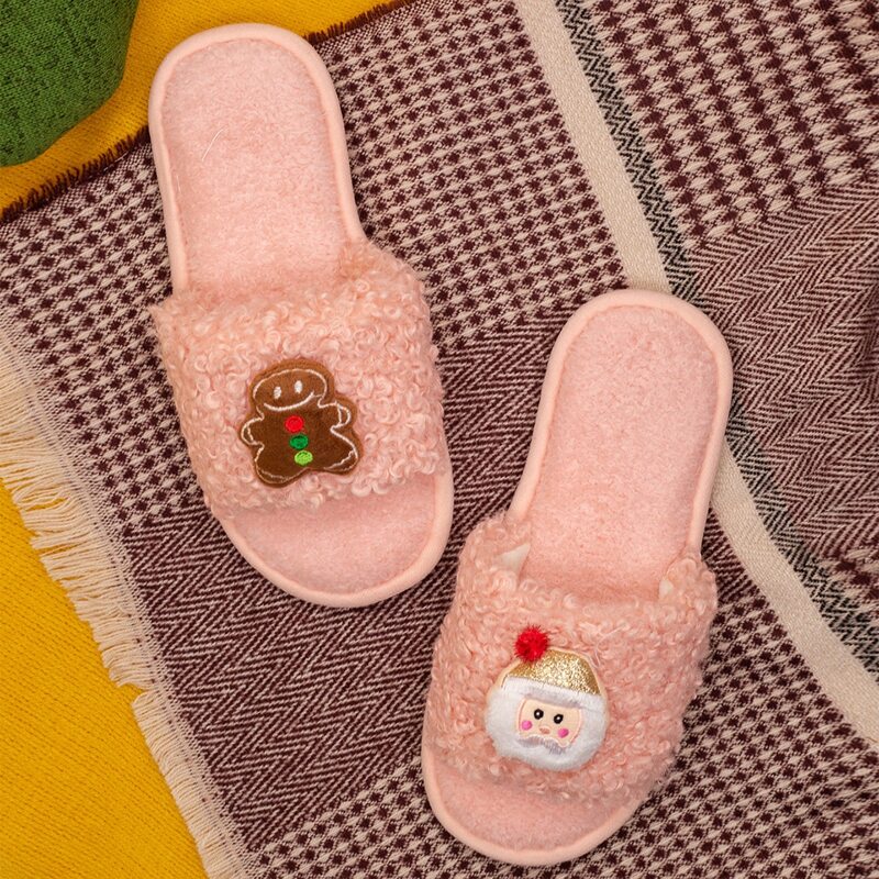 

Cartoon Decor Mismatched Fluffy Slippers, Pink