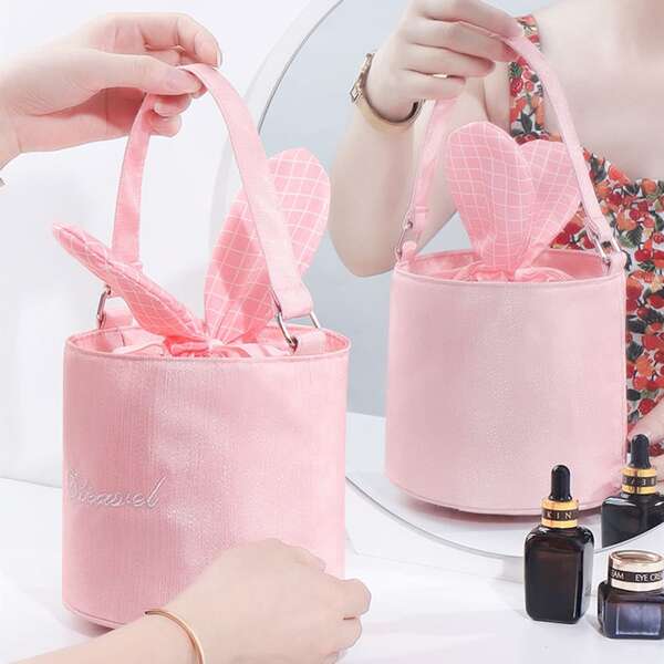 

1pc Letter Graphic Travel Storage Bag, Pink