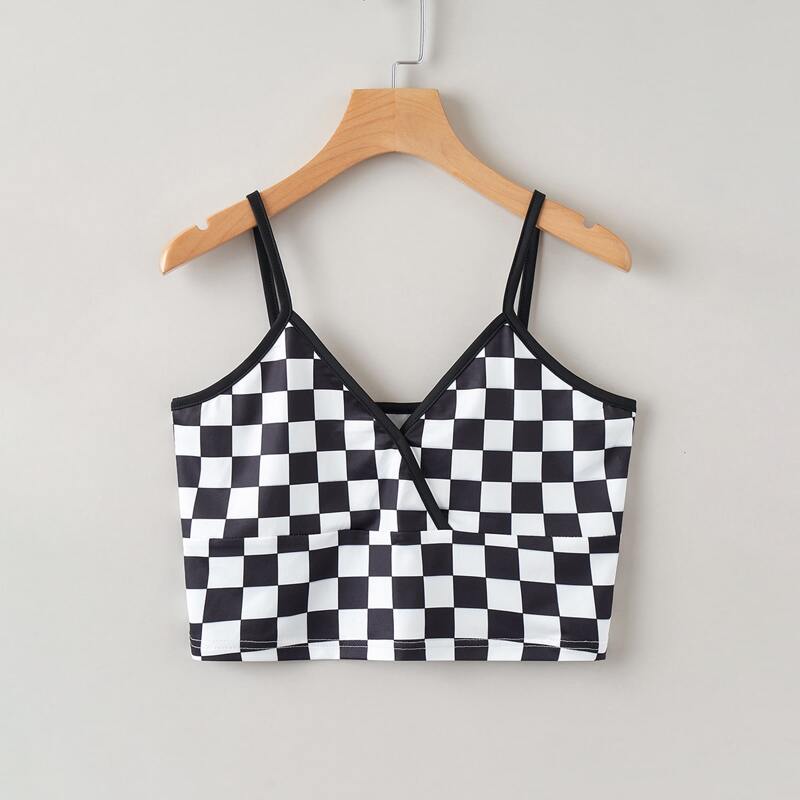 

Checkerboard Crop Cami, Black and white