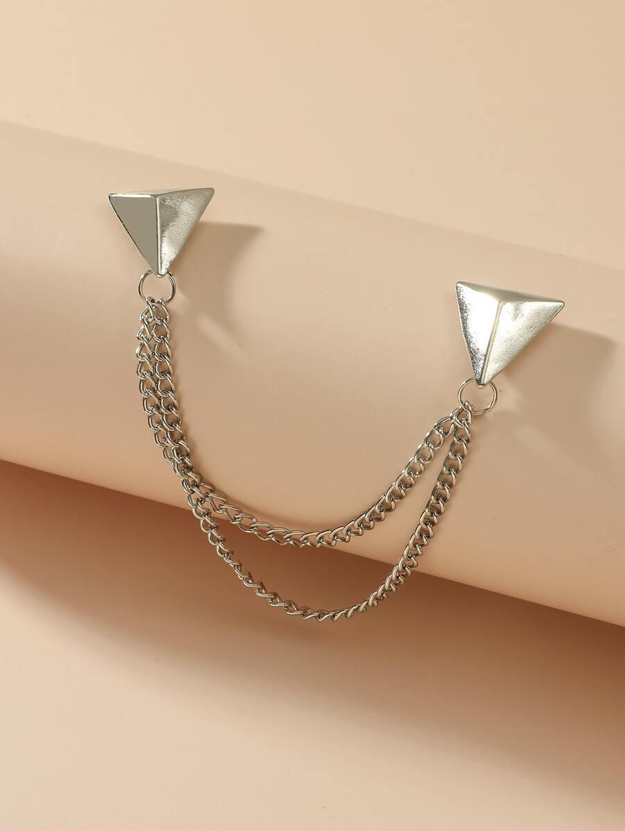 幾何鏈條裝飾胸針 - 銀色 - 查看 1