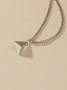 幾何鏈條裝飾胸針 - 銀色 - 查看 3