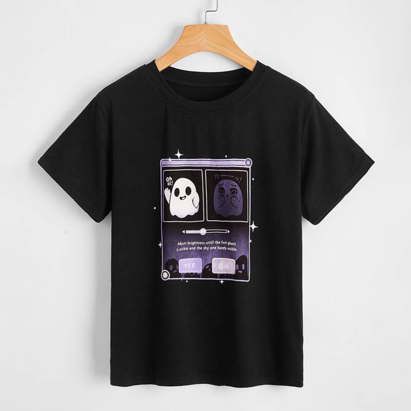 

Letter Cartoon Graphic Tee, Black
