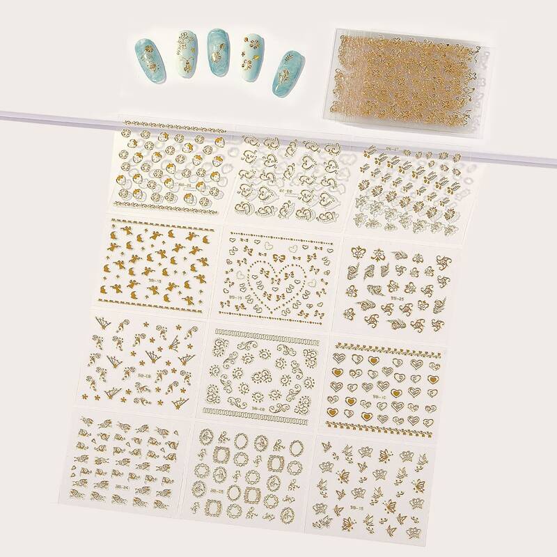 

30sheets Strawberry Nail Art Sticker, Gold