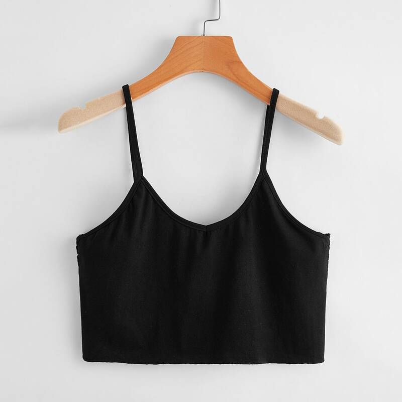 

Solid Crop Cami Top, Black