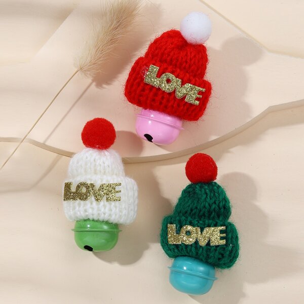 

3pcs Christmas Hat Charm Brooch, Multicolor