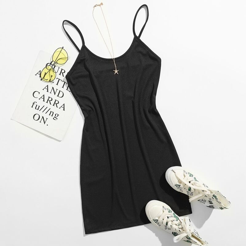 

Solid Cami Dress, Black