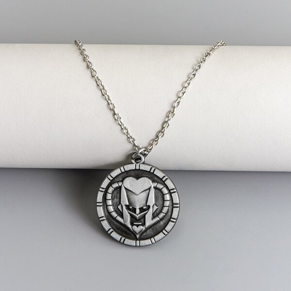 

Men Engraved Round Charm Necklace, Antique silver
