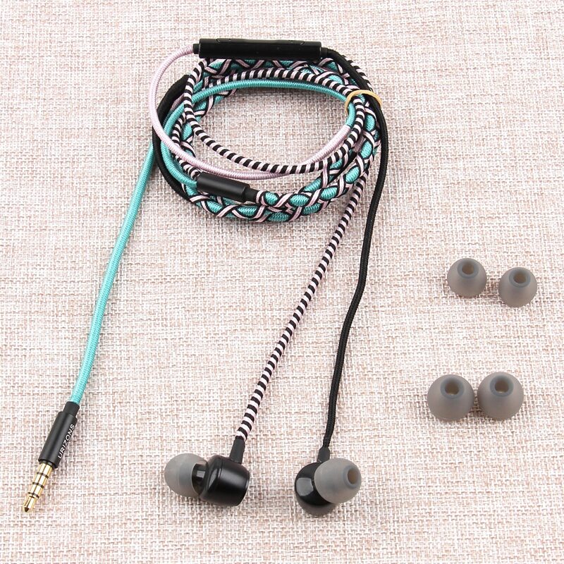 

5pcs Handmade Rope in-ear Headphone Set, Green