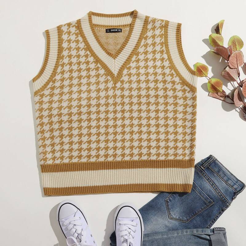

Houndstooth Pattern Cricket Sweater Vest, Multicolor